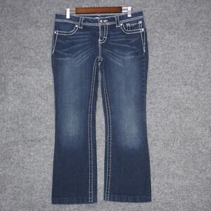 Harley Davidson Womens Jeans Embellished Cross Rhinestones Bootcut Denim